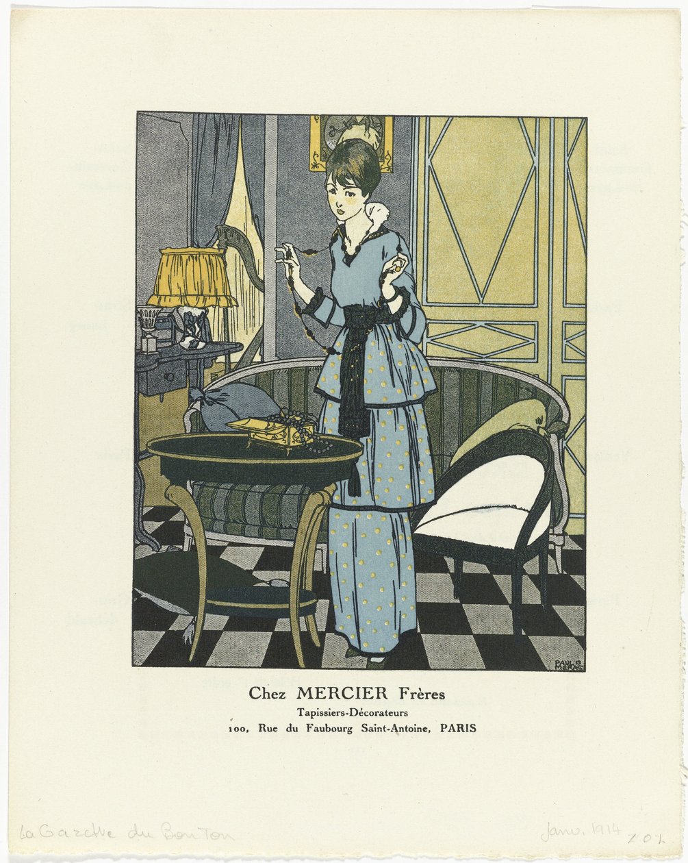Gazette du Bon Ton, 1914 - nr. 1: Chez MERCIER Frères / Polsterere - Dekoratører (titel på objektet) af Paul Méras