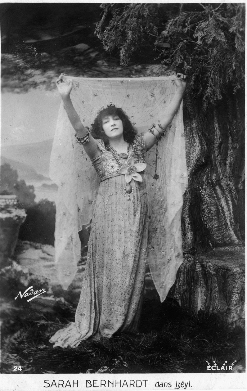 Henriette Rosine Bernard aka Sarah Bernhardt (1844-1923) som Izëyl, postkort (s/h foto) af Paul Nadar