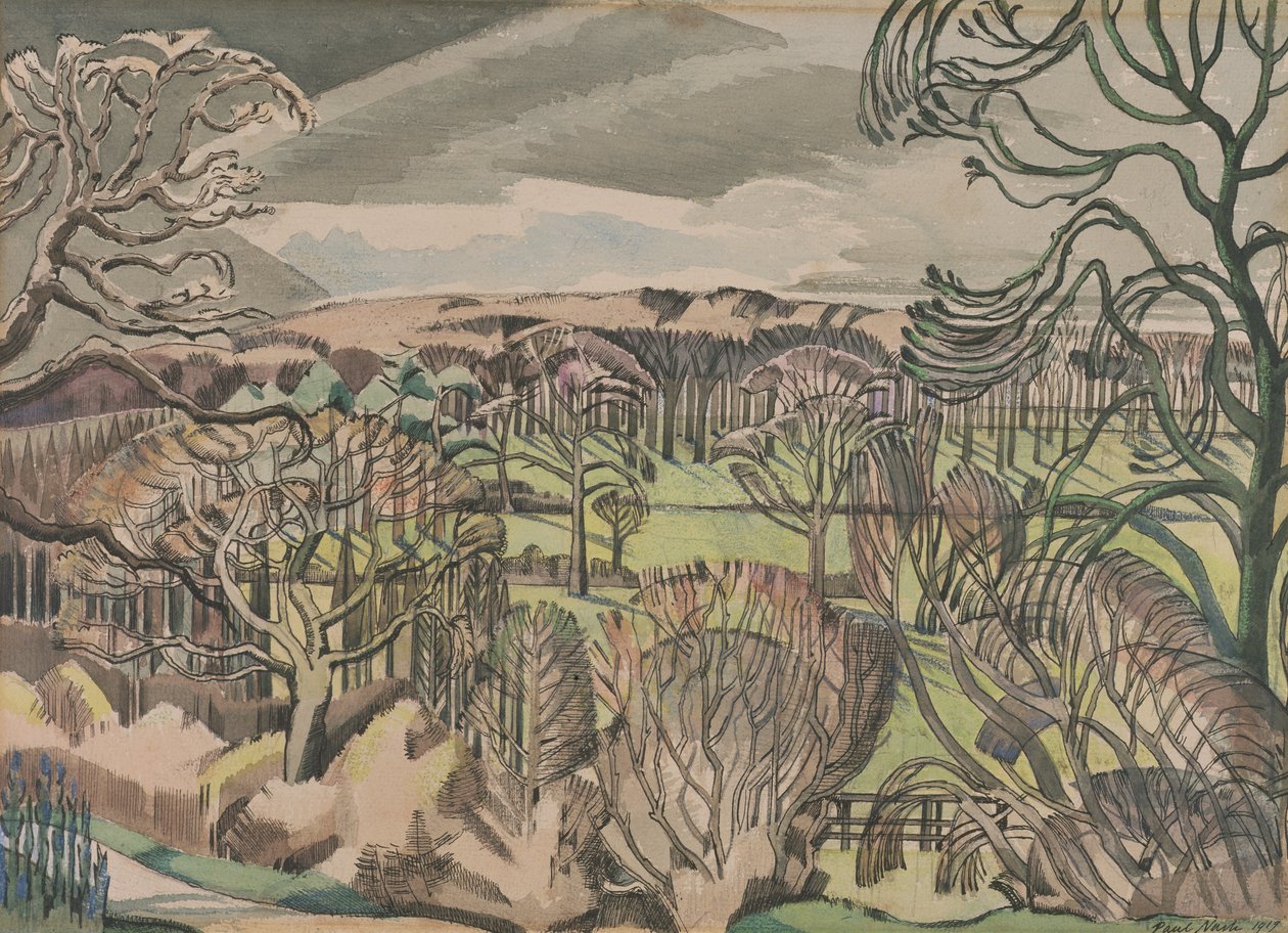 Landskab ved Fulmer, Buckinghamshire af Paul Nash