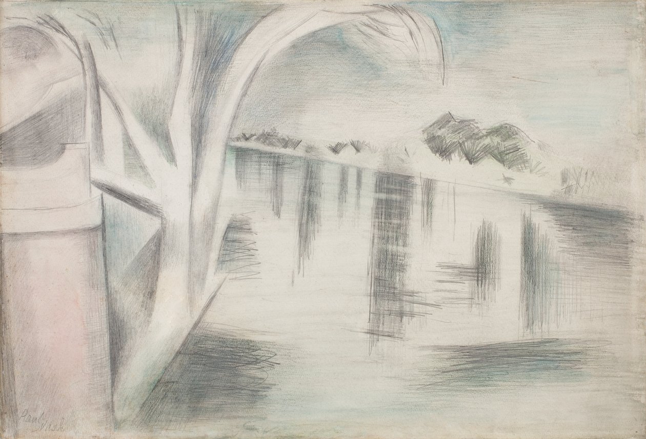Flod og træer af Paul Nash