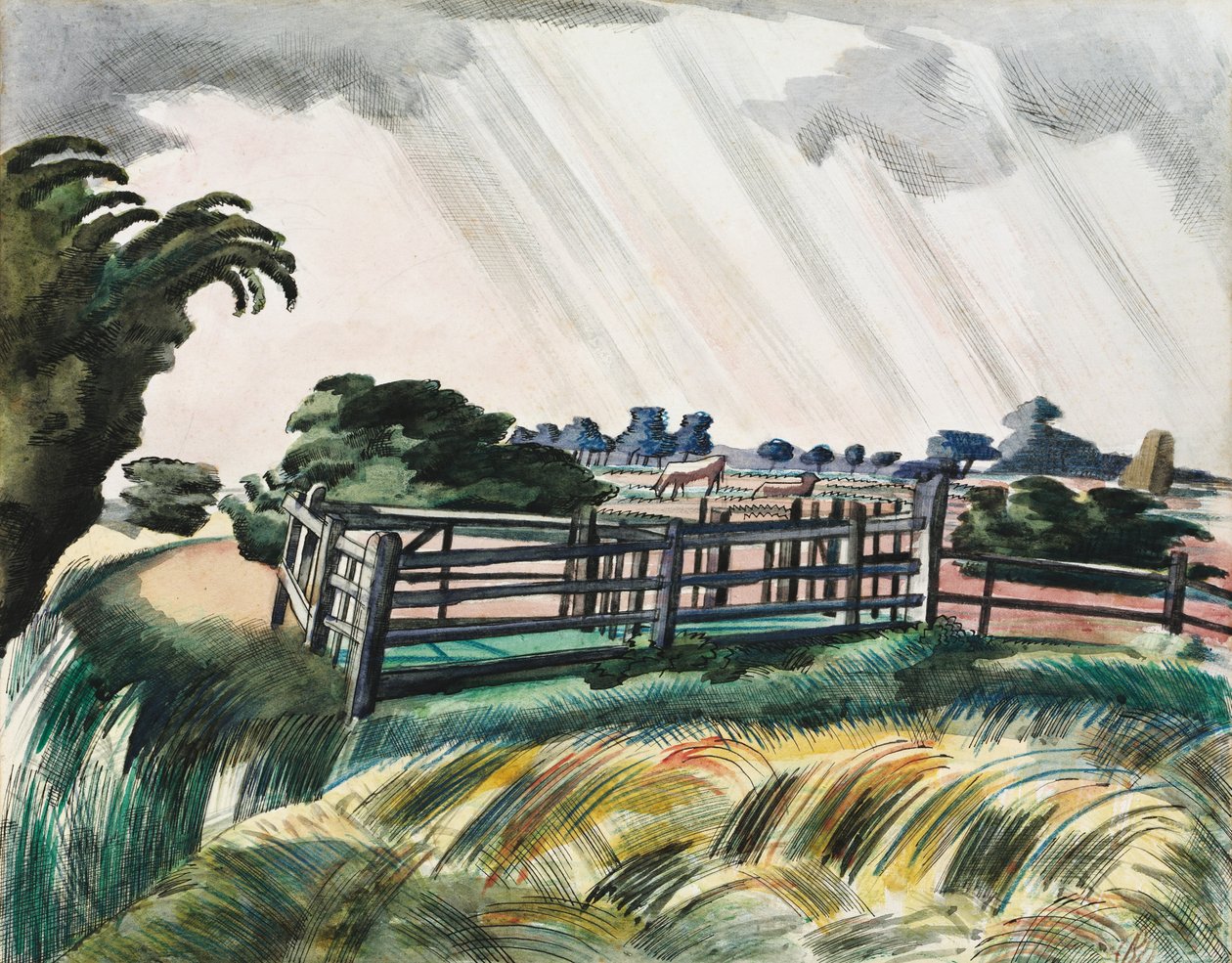 Fårefold, Romney Marsh af Paul Nash