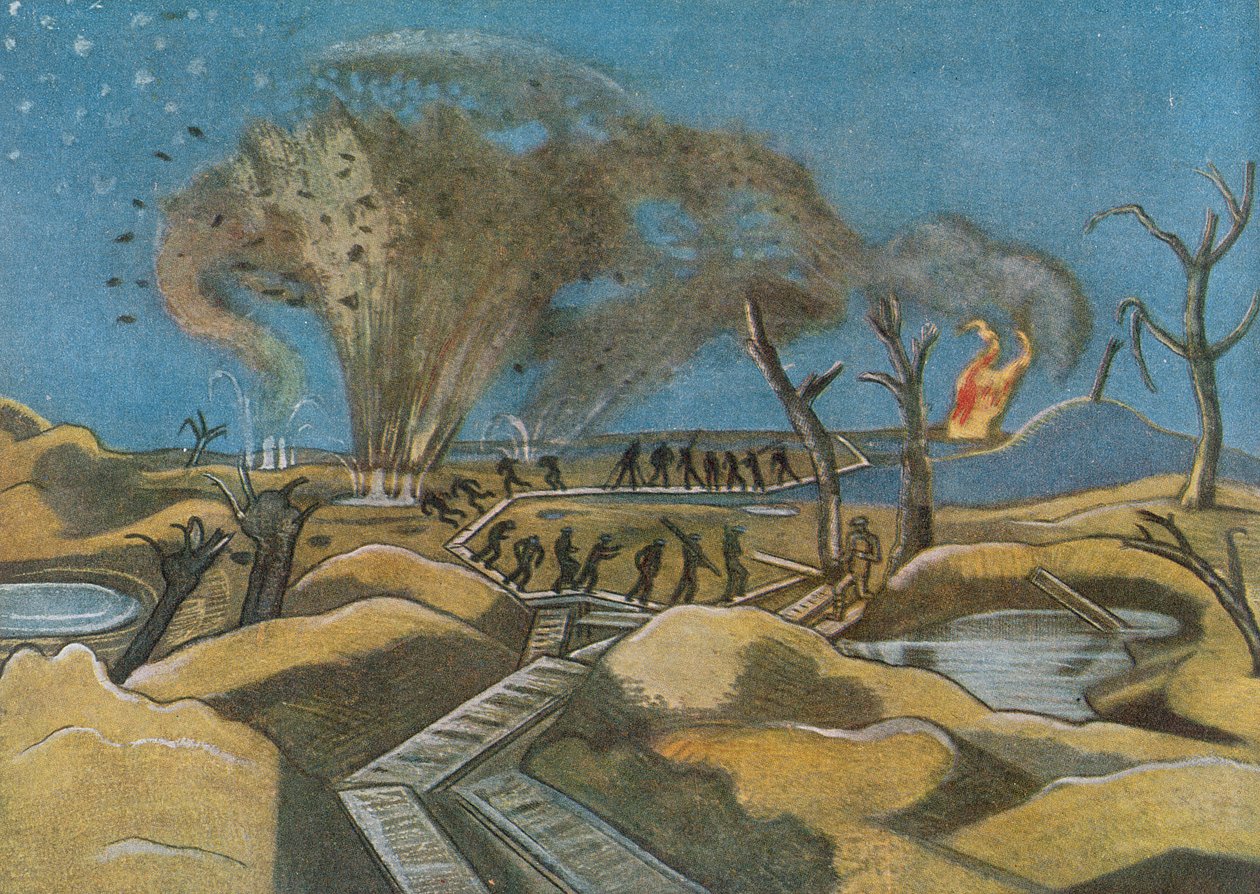 Shelling the Duckboards, fra British Artists at the Front, Fortsættelse af The Western Front af Paul Nash
