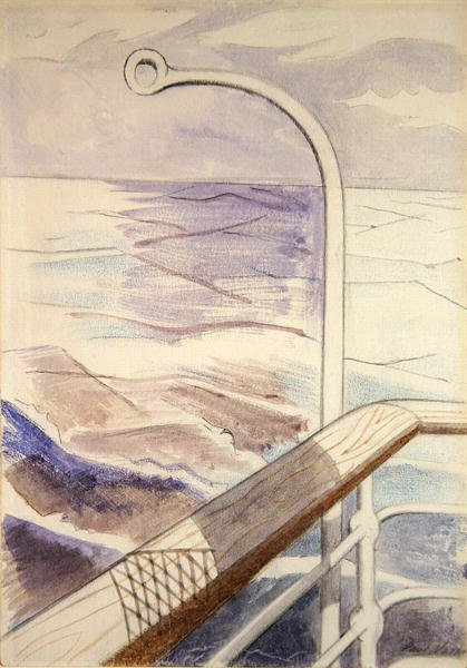 Skibsrail (blyant og akvarel på papir) af Paul Nash