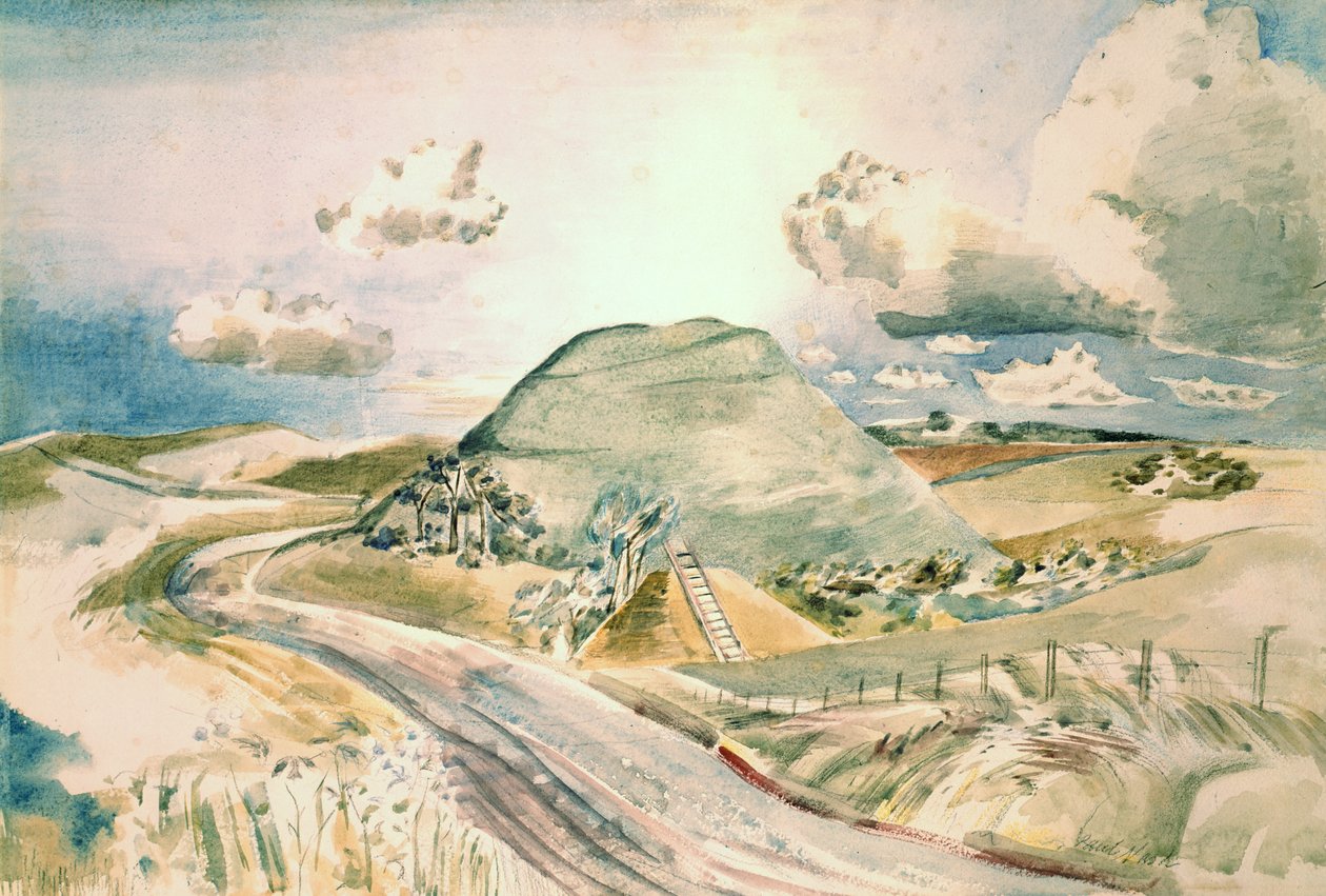 Silbury Hill (akvarel på papir) af Paul Nash
