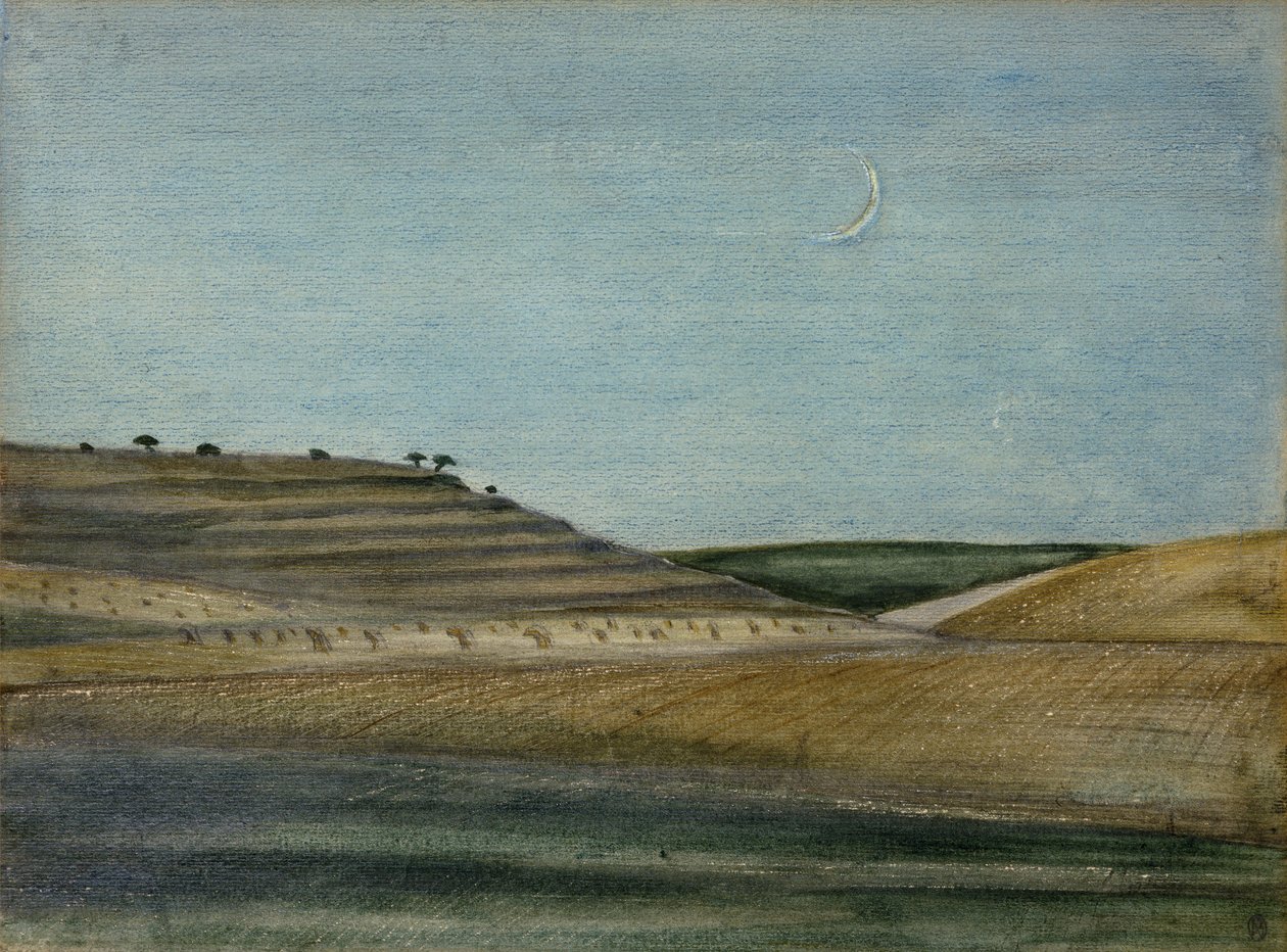 Their Hill (blyant, farveblyant og akvarel) af Paul Nash