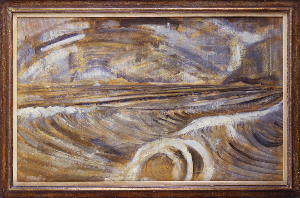 Bølger ved Dymchurch, ca. 1920-21 (olie på lærred) af Paul Nash