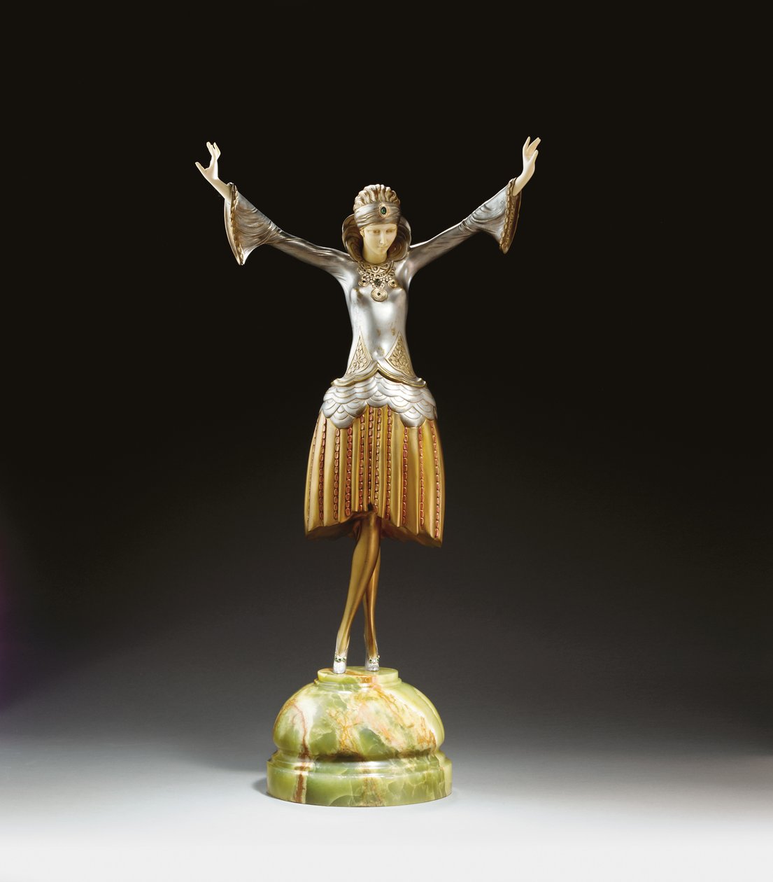 Danser med turban, ca. 1925 (malet bronze, elfenben og onyx) af Paul Philippe