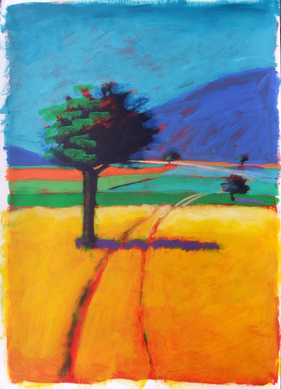 Blue Hill (akryl på kort) af Paul Powis