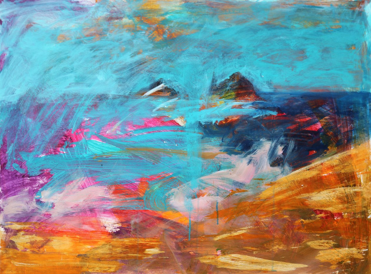 Cape Cornwall, 2021 (akryl på plade) af Paul Powis