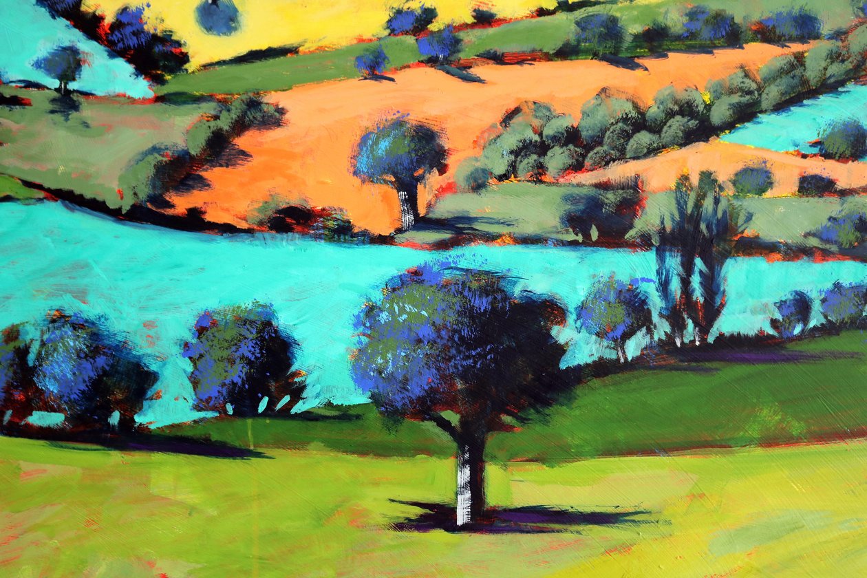 Coombe close up 2 (akryl om bord) af Paul Powis