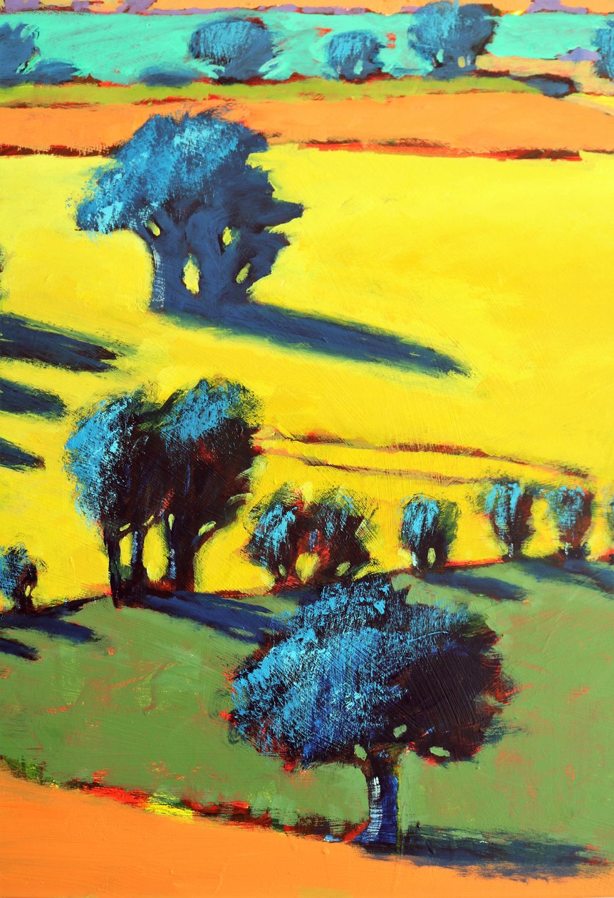 Cotswold Way close up 5 (akryl ombord) af Paul Powis