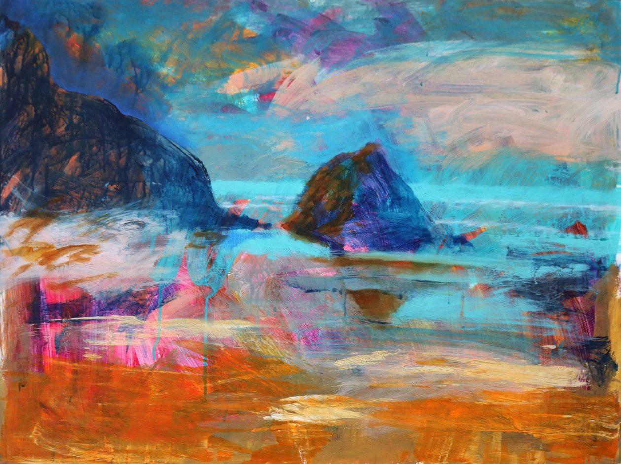 Pembroke Coast, 2021 (akryl på plade) af Paul Powis