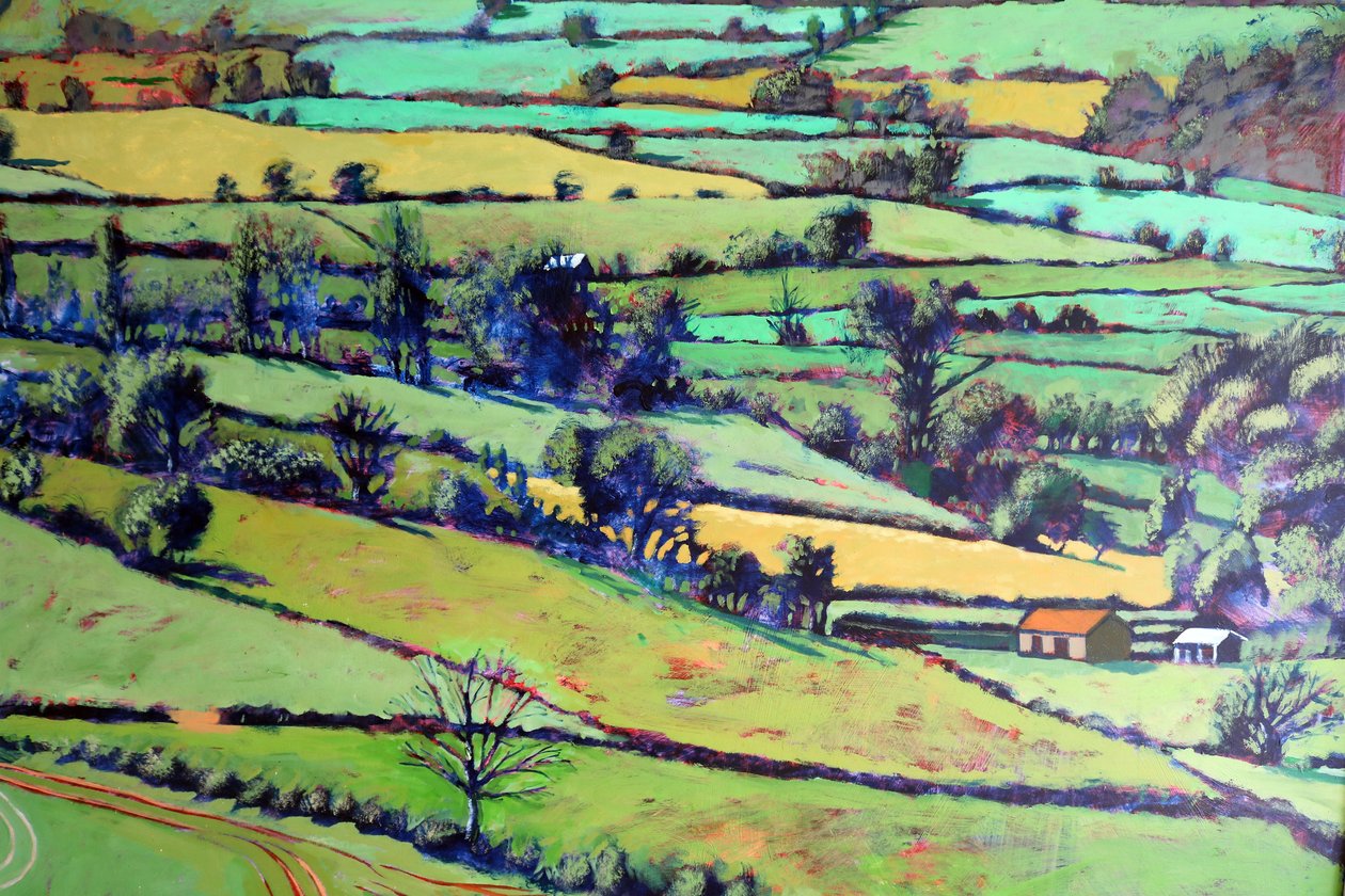 Pentre close up 1, 2019 (akryl om bord) af Paul Powis