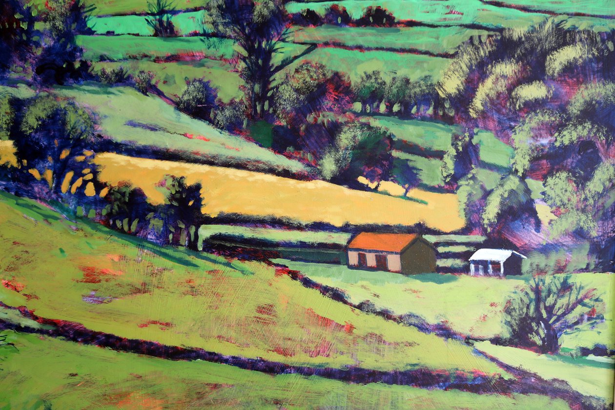 Pentre close up, 2019 (akryl om bord) af Paul Powis