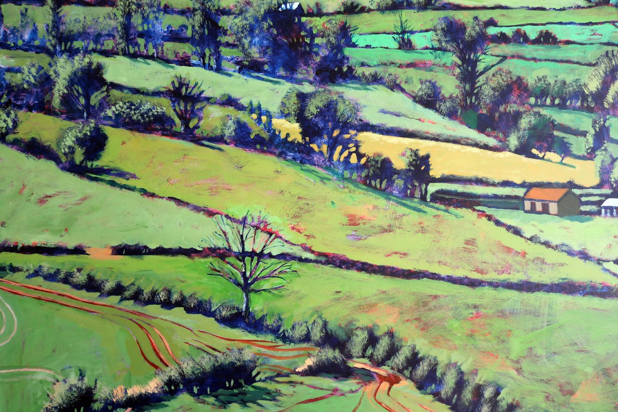 Pentre close up 2, 2019 (akryl om bord) af Paul Powis