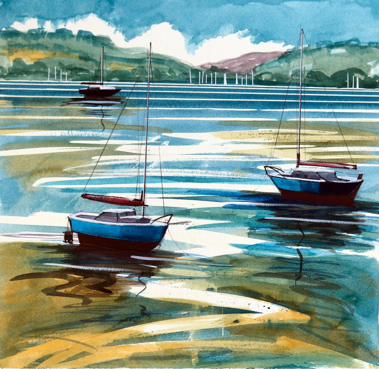 River Estuary, 2024 (akvarel på papir) af Paul Powis