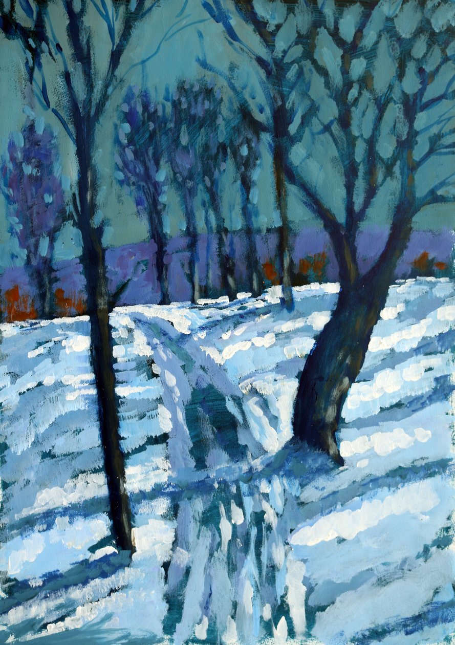 Snow,2015,(akryl på papir) af Paul Powis