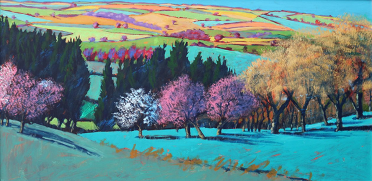 Teme Valley April (akryl ombord) af Paul Powis