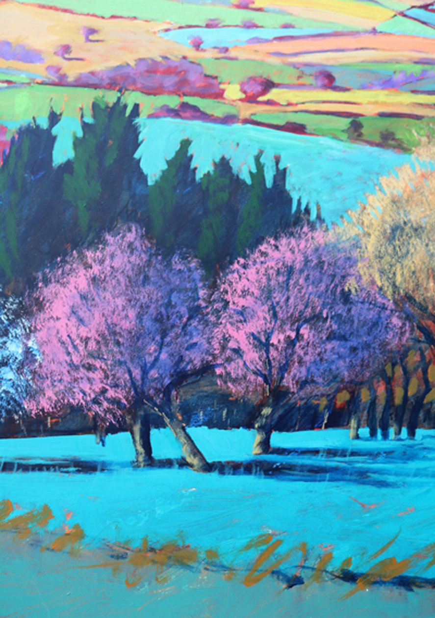Teme Valley April tæt på (akryl ombord) af Paul Powis