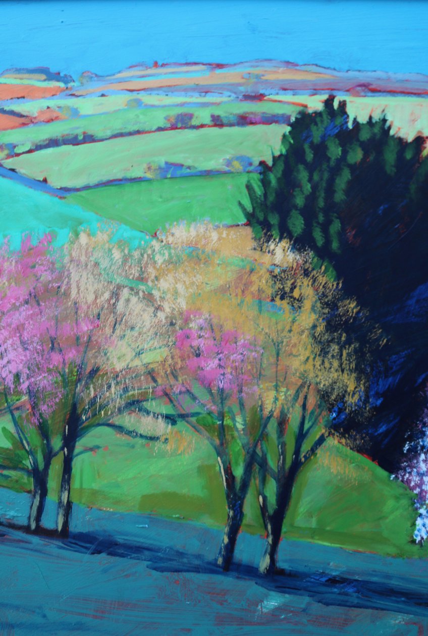 Teme Valley blossom close up 2 (akryl om bord) af Paul Powis