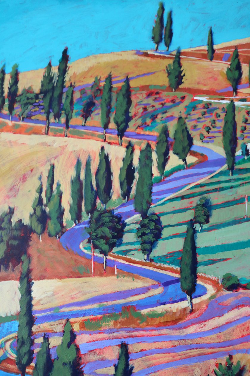 Toscana (akryl om bord) af Paul Powis