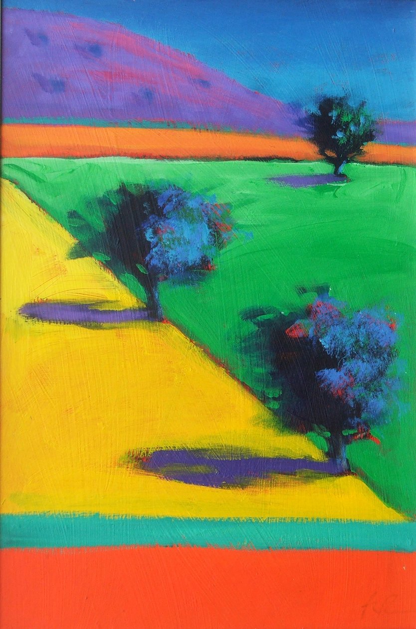 Yellow Field (akryl om bord) af Paul Powis