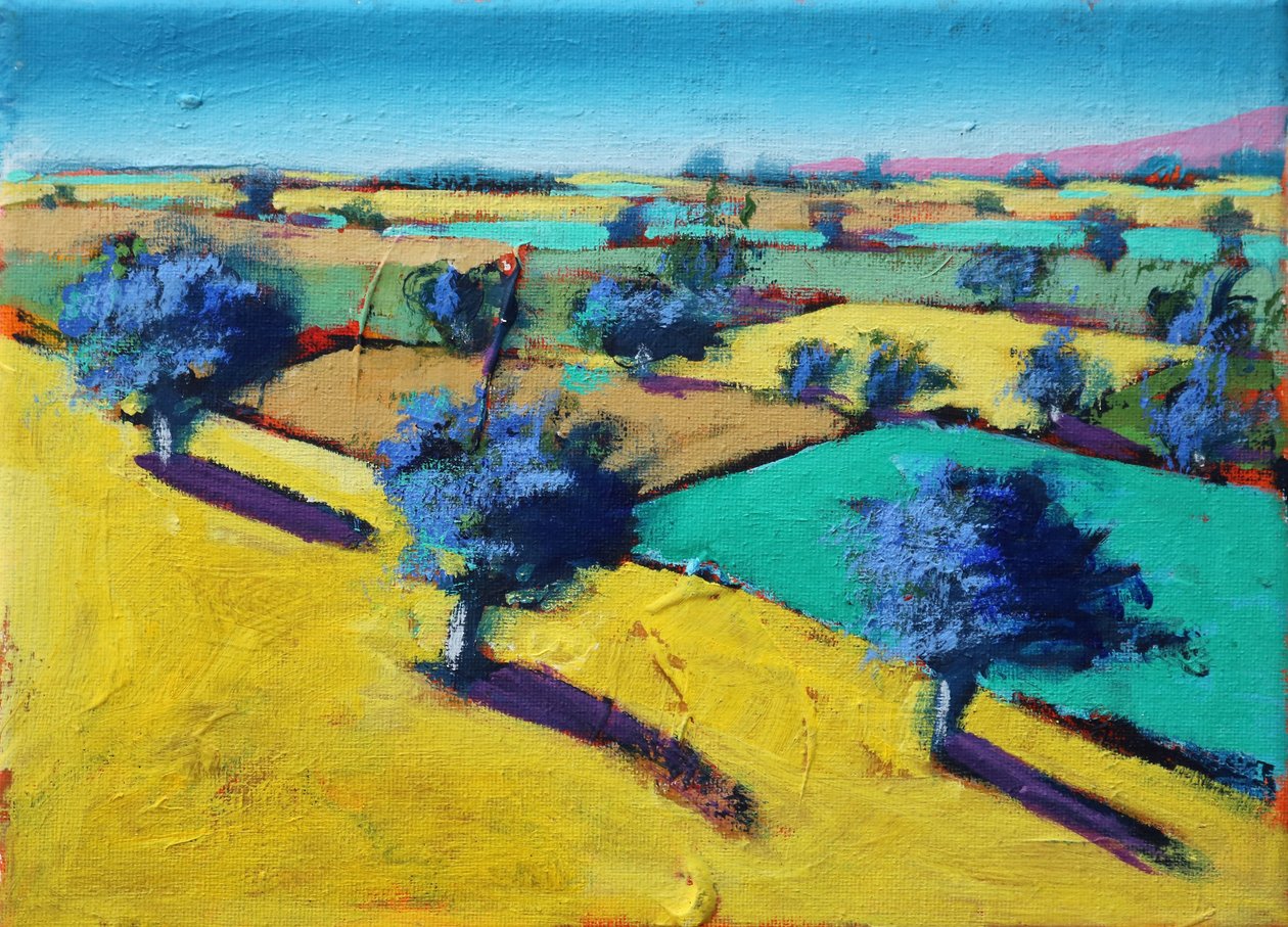 Yellow Hill, 2021 (akryl på lærred) af Paul Powis