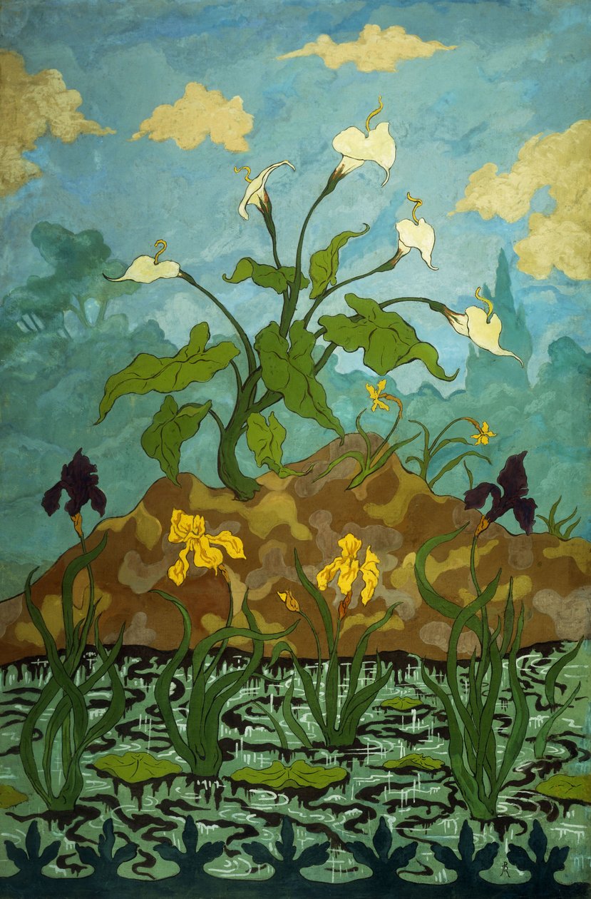 Liljer, lilla og gule iris; Aromaer, lilla og gule iris, 1899 af Paul Elie Ranson