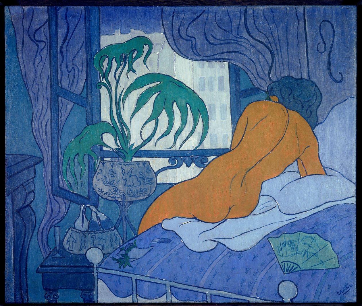 Det blå eller nøgen værelse ved viftemaleriet af Paul Ranson (1864-1909) 1891 Søn. 0,45x0,54 m Privat samling af Paul Elie Ranson