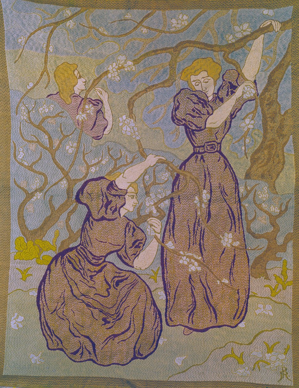 To kvinder under et blomstrende træ af Paul Ranson (1864-1909) 20. århundredes samling Michel Ranson af Paul Elie Ranson