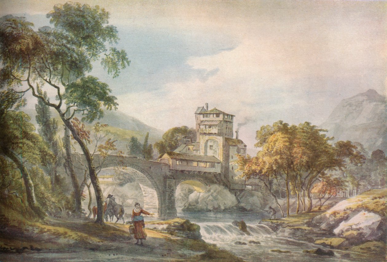 Et klassisk landskab, c1700-tallet af Paul Sandby