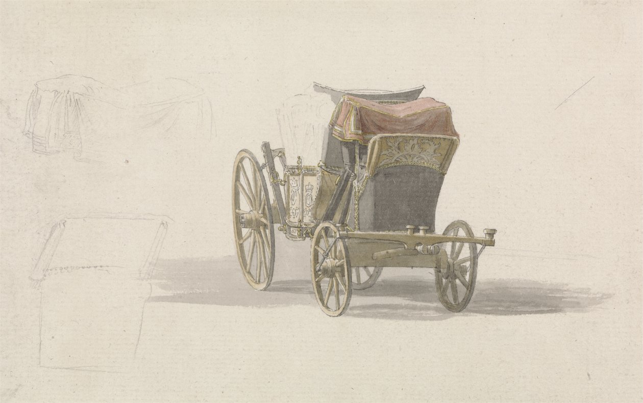 En træner med kongeligt våbenskjold, ca. 1764 (blyant & w/c på papir) af Paul Sandby