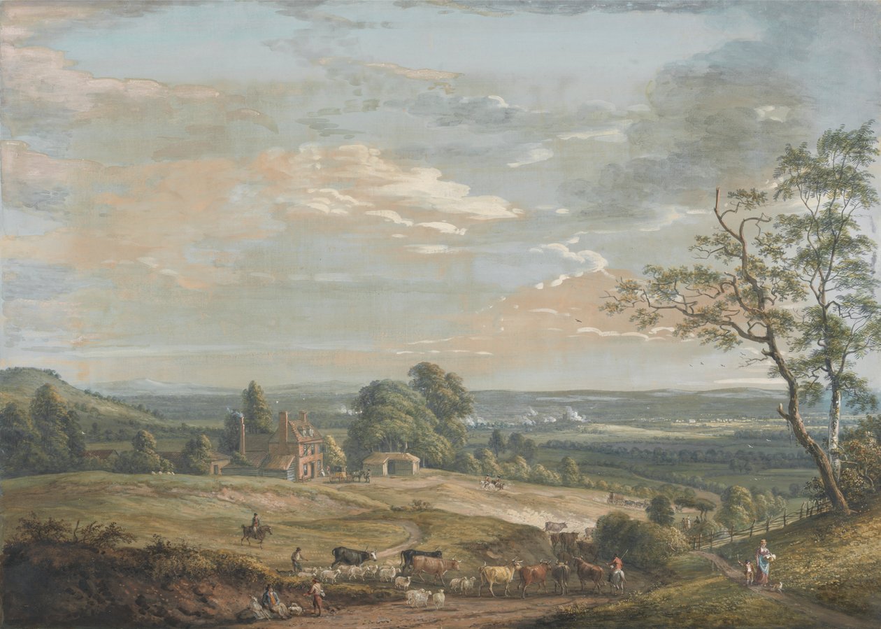 En fjern udsigt over Maidstone, fra Lower Bell Inn, Boxley Hill af Paul Sandby