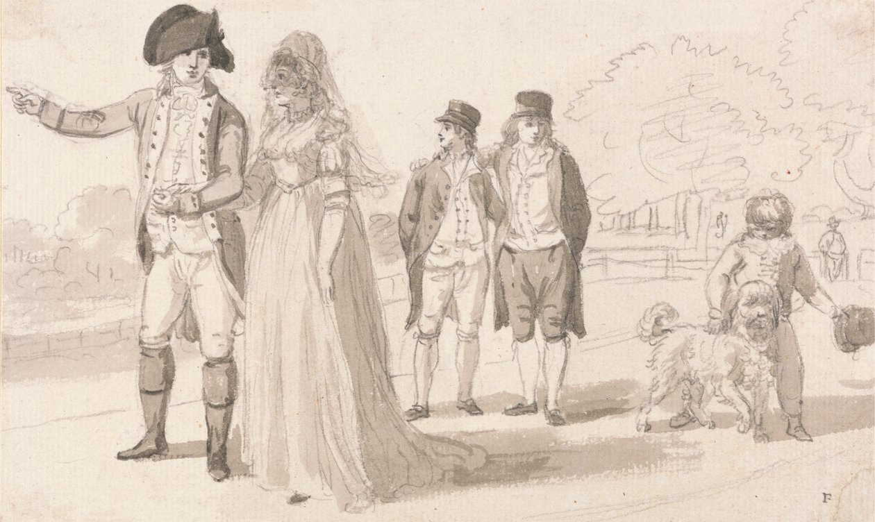 En familie i Hyde Park af Paul Sandby