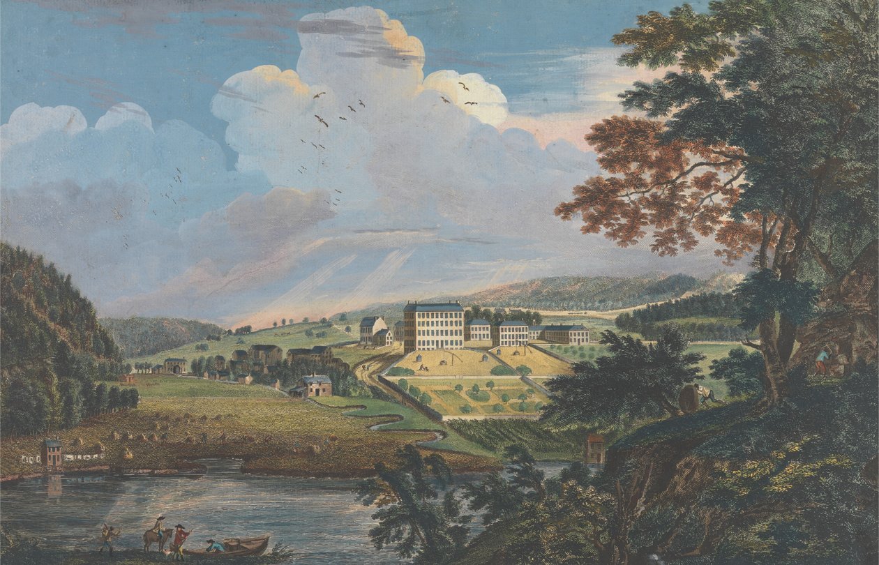 Udsigt over Bethlehem, den store moraviske bosættelse i provinsen Pennsylvania af Paul Sandby