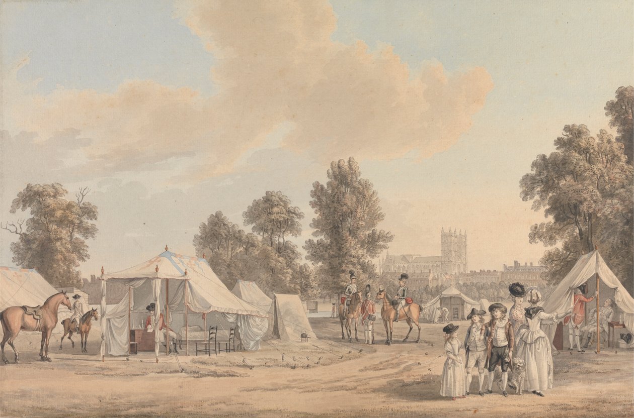 En lejr i St. James Park af Paul Sandby