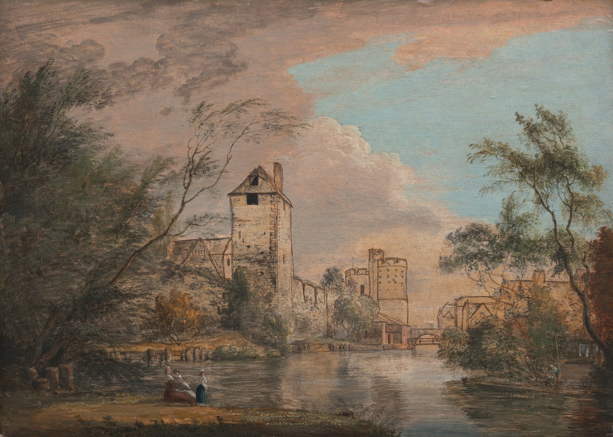 En ufærdig udsigt over West Gate, Canterbury af Paul Sandby