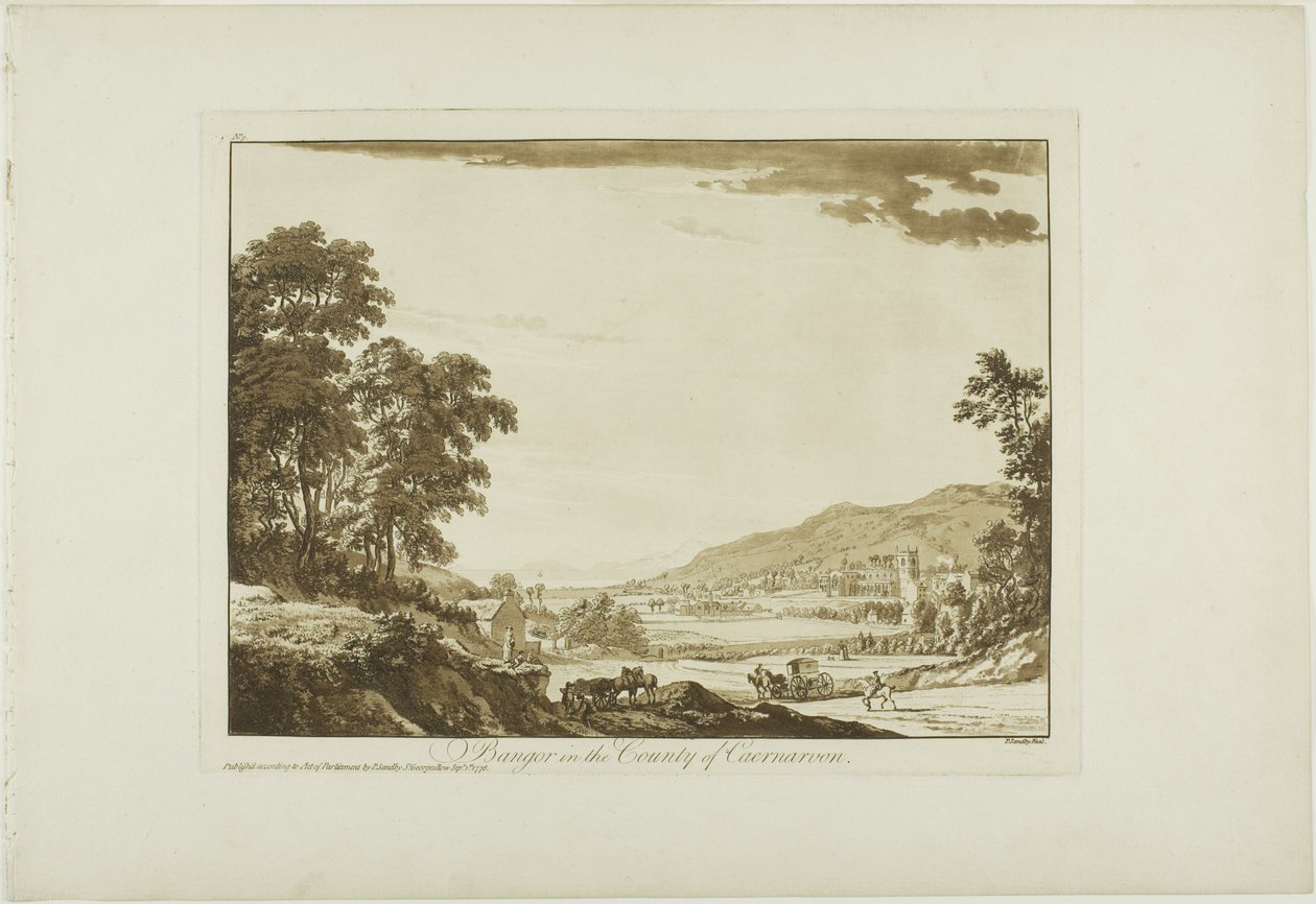 Bangor i grevskabet Caernarvon af Paul Sandby