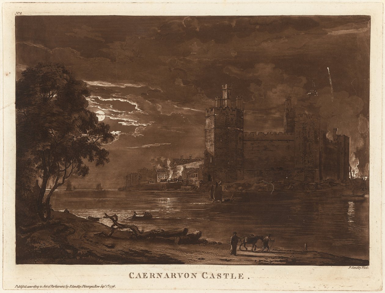 Caernarvon Castle (nat) af Paul Sandby