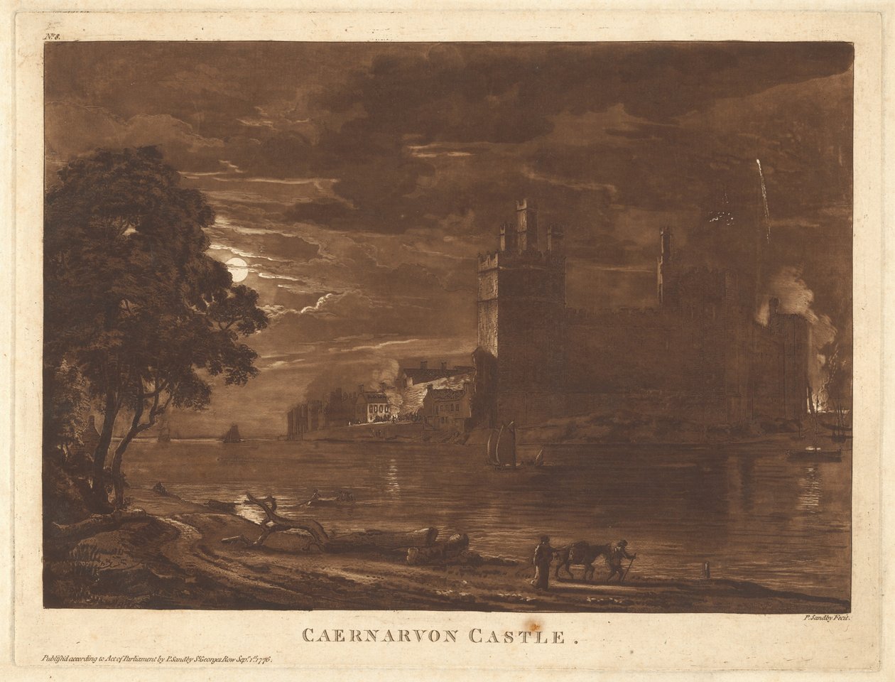 Caernarvon Castle (nat) af Paul Sandby
