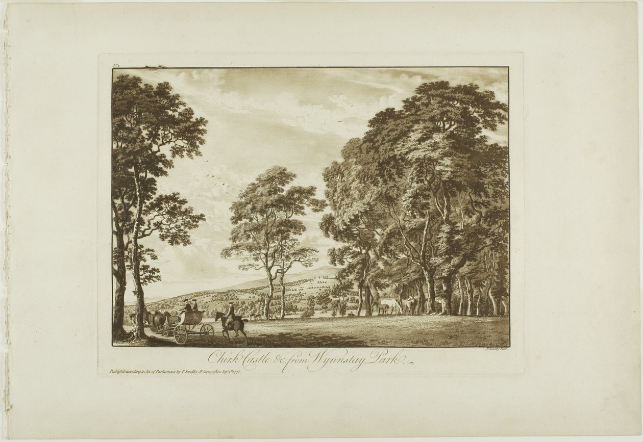 Chirk Castle og ca. fra Wynnstay Park af Paul Sandby