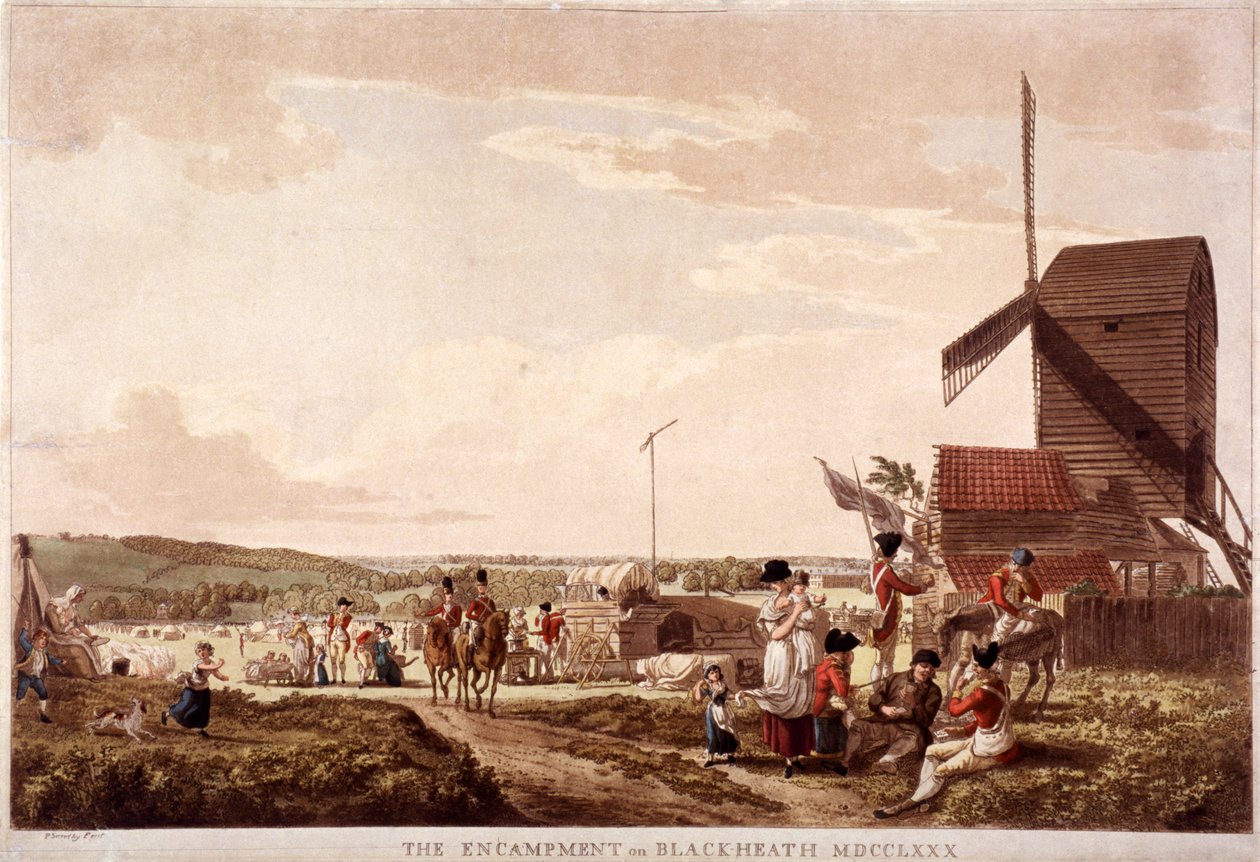 Lejr på Blackheath, Greenwich, London, 1780. af Paul Sandby