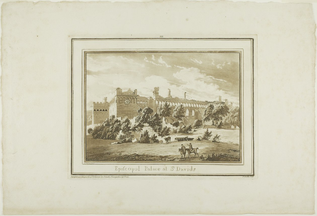 Episcopal Palace at St. Davids, planche 12 fra Twelve Views in South Wales af Paul Sandby