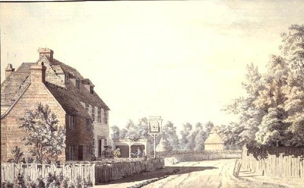 Figurer uden for en landsbypub af Paul Sandby