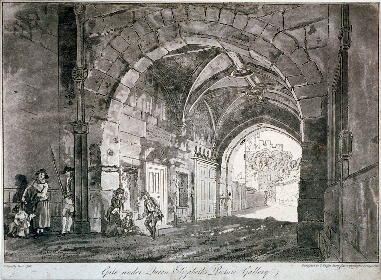 Port under dronning Elizabeths billedgalleri, Windsor Castle, Berkshire, 1812 af Paul Sandby