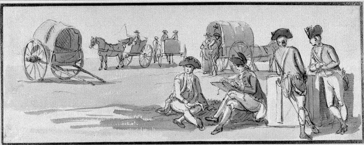 Infanteriofficerer hviler i Hyde Park, 1780 af Paul Sandby