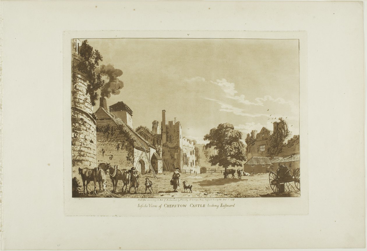 Inside View of Chepstow Castle Looking East, planche fem fra Twelve Views in Wales af Paul Sandby