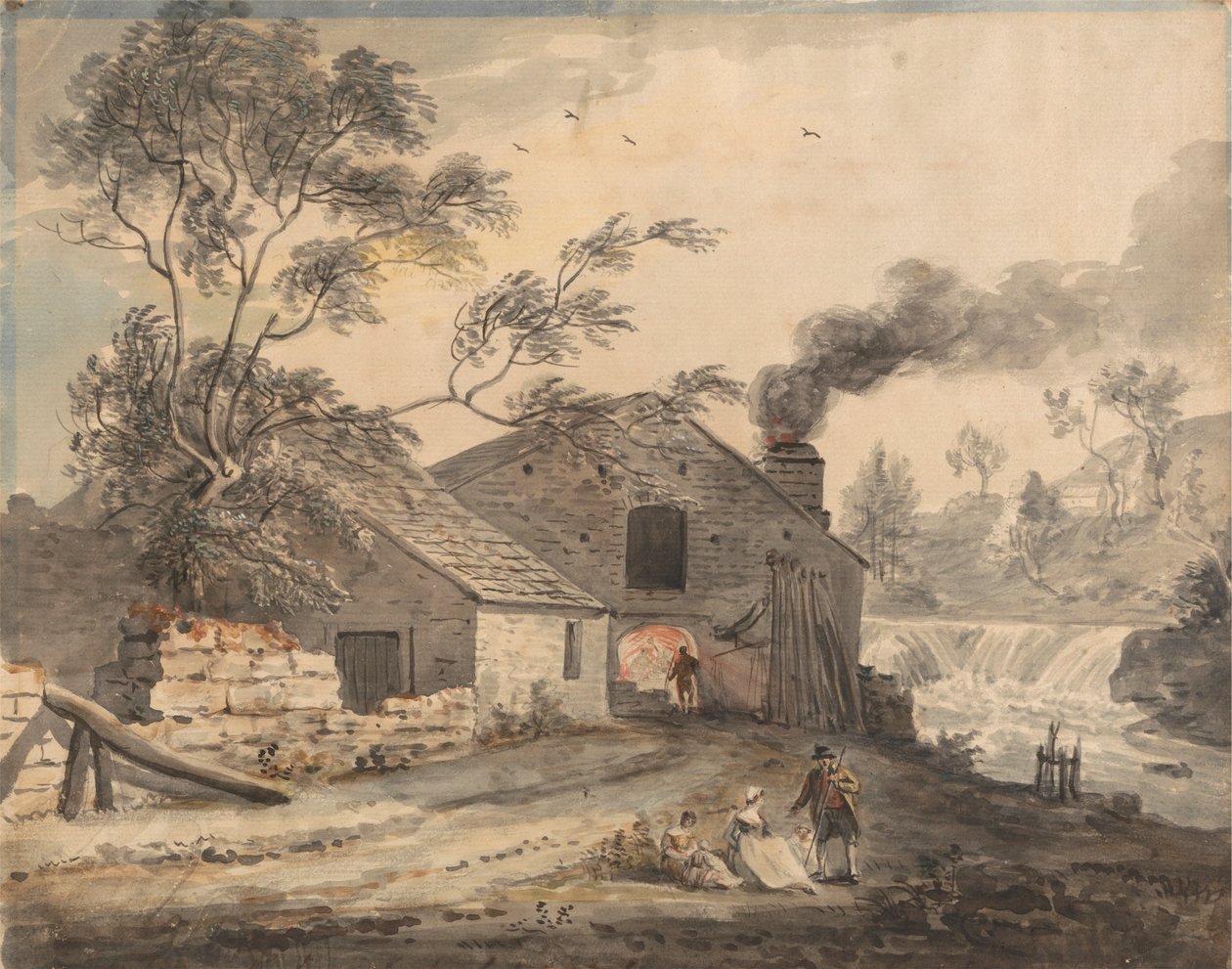 Iron Forge ved floden Kent, Westmorland af Paul Sandby
