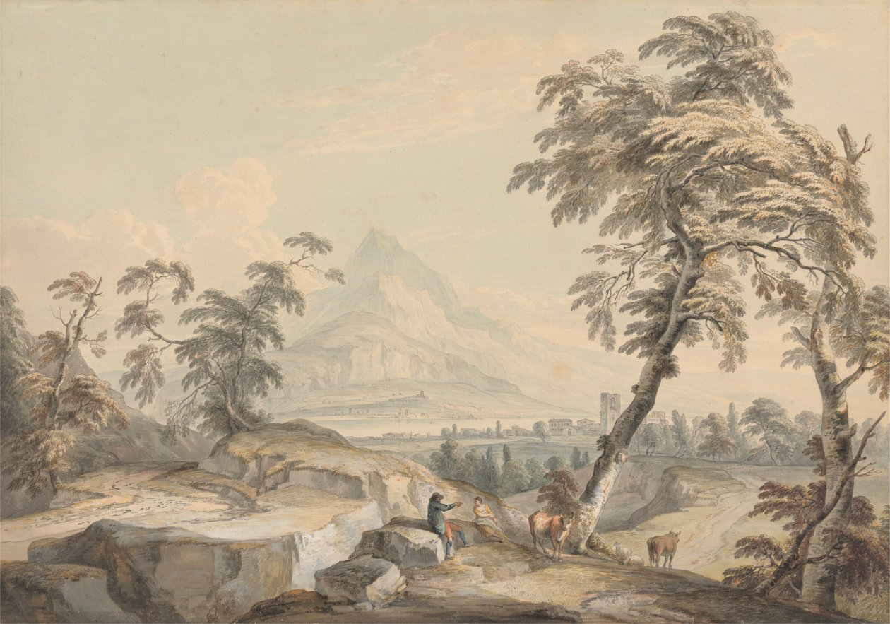 Italiensk landskab med rejsende, nr. 1 af Paul Sandby