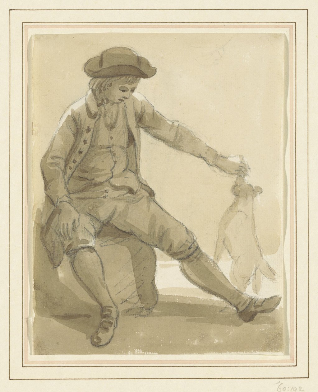 Dreng leger med en hund af Paul Sandby